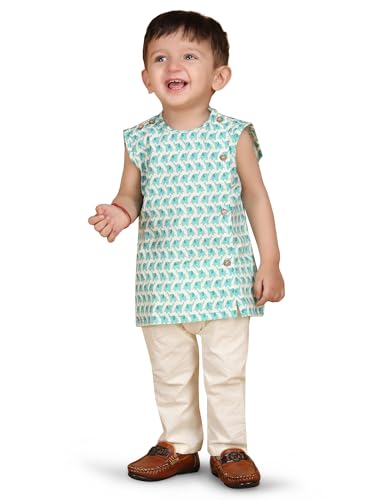 Image of POLKA TOTS Pure Cotton New Born Dress | Ultra-Soft, Breathable & Lightweight Sleeveless Jhabla Pant Set for Baby Boys & Girls | Baby Summer Clothes | Traditional Jabla & Pyjama Set for Newborns