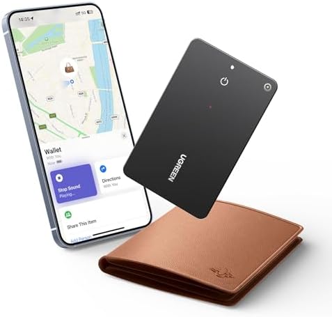 UGREEN FineTrack Slim Smart Finder Compatible with Apple Find My (iOS Only), 1.7mm Ultra-Slim Wallet Finder, IP68 Waterproof Rechargeable Bluetooth Tracker Card for Wallet, Key, Luggage Tags