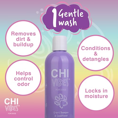 CHI Vibes, Dog Shampoo & Conditioner, 5-in-1, Deodorizing, 12 fl oz | Cleanses, detangles, moisturizes, and helps de-shed; vegan, paraben-free, gluten-free formula made in USA, flip-cap bottle - image 4