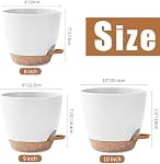 3 Pack Pots de plantes Intérieur 10/9/8 pouce Planters d'auto-arrosage pour les plantes Intérieures Pots à fleurs pour les végétaux Intérieurs avec trous de drainage et Saucer pour jardin intérieur extérieur (blanc)