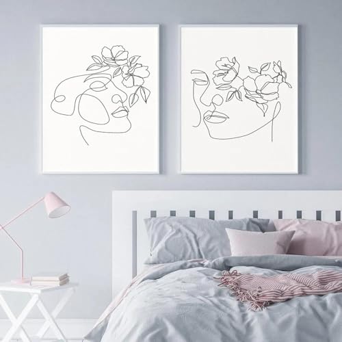Toile visage de fleur art abstrait pour une décoration de chambre moderne et zen