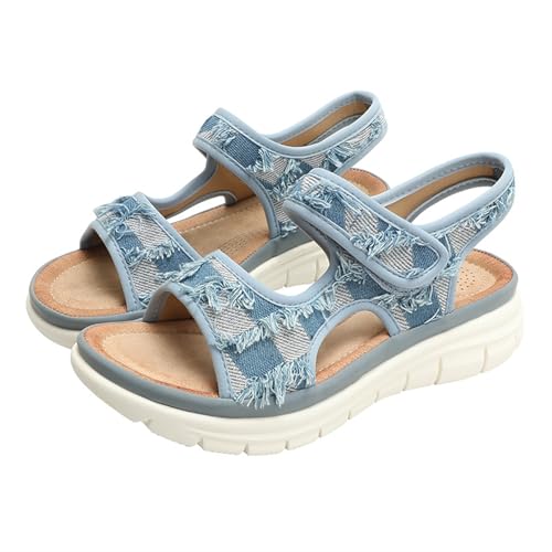 Women's Wedge-shaped Sandals, Open Toed Women's Sports Outdoor Hiking Platform Shoes Height Chunky Sole Roman Sandals2