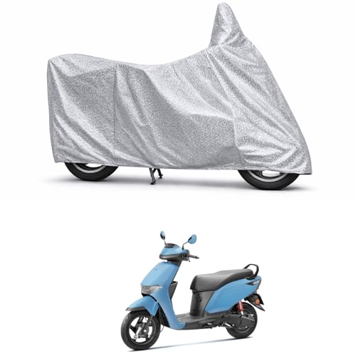 Image of 100% Waterproof Two Wheeler Body Cover Multi Layered Fabric Designed for Honda QC1 | Belt Buckle Lock | Silver Mag