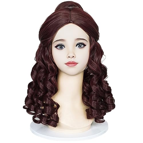 Wiggy Mermaid Brown Princess Wig with Bun Long Curly Wig + Cap for Halloween Costume Cosplay