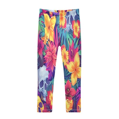 Bolaz Toddler Girls Leggings Printed Yoga Pants Leggings Flowers and Skulls for Kids