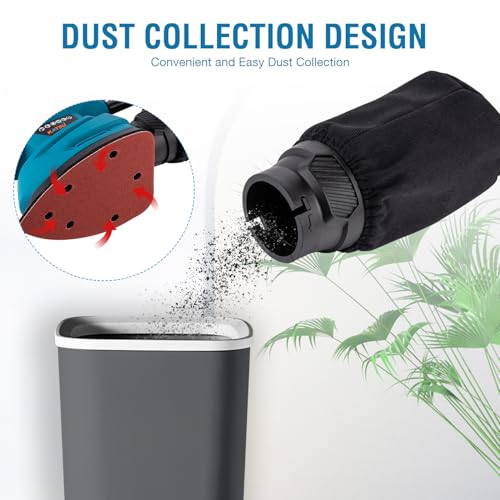 KATSU Tools Electric Detail Sander, 130W Palm Sander for Wood with Dust Collection and 10 PCs Sanding Pads, for Home Decoration DIY Furniture Finishing (Budget) - Image 6