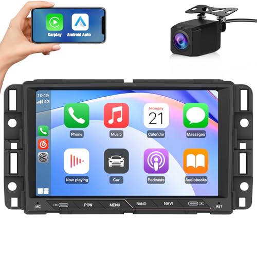Car Stereo for Chevy Silverado GMC Sierra Yukon 2007-2013 Head Unit Radio CarPlay Android Auto with GPS Navigation Bluetooth Backup Camera