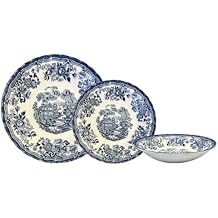 Churchill New Royal Wessex Tonquin Blue Chelsea 12 Piece Dinnerware Set, Made in England