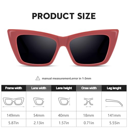 Cat Eye Sunglasses for Women, Square Retro Polarized Trendy Cateye Glasses, Cute 90s Rectangle Tinted UV Protection2
