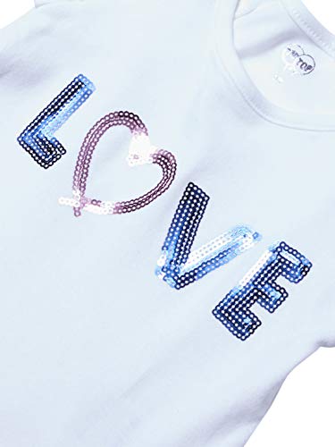 Blusa Manga Curta Love Paetês, Tip Top, Toddler Menina, Branco, 3T