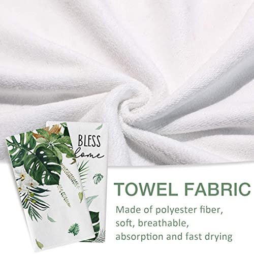 Seliem Tropical Palm Leaves Kitchen Dish Towel Set Of 2, Green Plants Monstera Leaf Hand Towel Drying Baking Cooking Cloth, Bless Our Home Spring Summer Seasonal Kitchen Decor 18X26 Inches #TOP2