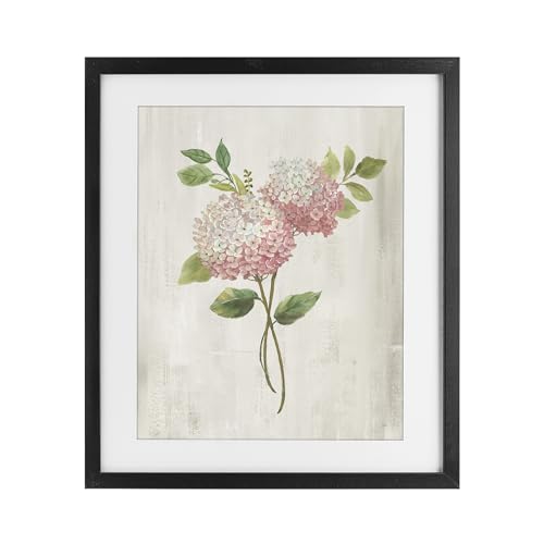 Pink Hydrangea Botanical, 13 x 16 Inch Framed Print Under Glass