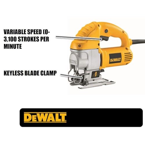Image of DEWALT Jig Saw, Top Handle, 5.5-Amp, Corded (DW317K), Yellow