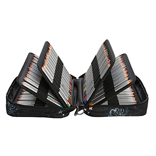 Image of Lbxgap Colored Pencil Case 100 Slots hold 300 pcs Pencils or 200 gel pens. Organizer Large Capacity with Handy Wrap Portable Multilayer Holder for Watercolor Pencils & Gel Pen Markers