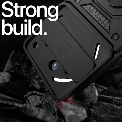 Image of Pikkme Back Cover for Nothing Phone 3a 5G | Sliding Camera Shield with Ring Stand | D10 Full Camera Protection Bumper Case (Black)