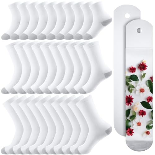 Toulite 15 pares de calcetines blancos de sublimación,