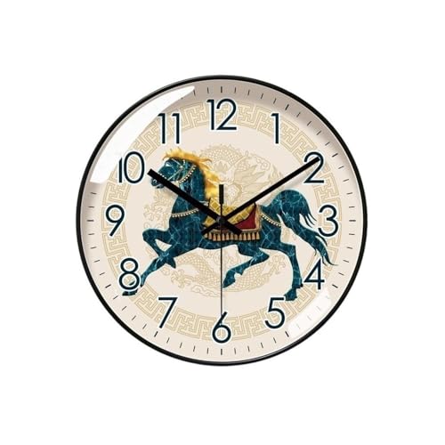 Horloge murale ronde cheval créatif art déco horloge de chambre design