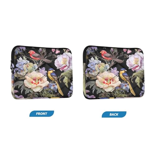 Funda para portátil 13-14 pulgadas con flores y aves miniatura 2