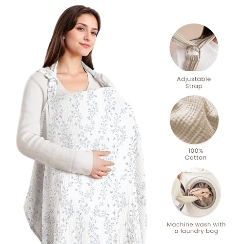 Image of Konssy Muslin Nursing Cover Up for Breastfeeding with Rigid Hoop