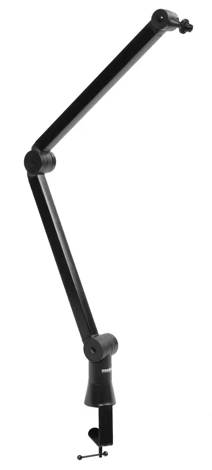 WOODBRASS MS04 Stand Podcast - Brazo articulado micro tipo broadcast para podcast y radio, montaje de mesa ajustable de 1 a 55 mm, gestión de cables integrada, soporte micro metálico negro para home