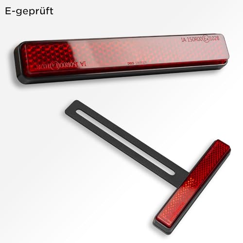 polarmotor Rückstrahler Motorrad Reflektor Hinten E4-Geprüft Mit Lange T-Halter（Länge 130mm Schmal 108 * 18 * 10mm Rot Universal Katzenaugen