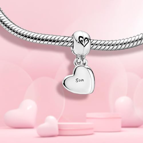 Mom Heart Family Charms Bead for Bracelets and Necklaces 925 Sterling Silver For Women Jewelry Present3