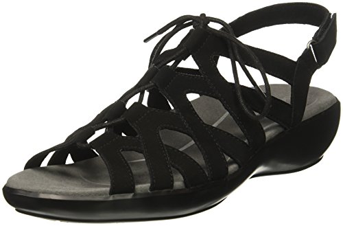 Rockport Women's Page Ghille Wedge Sandal, Black, 9.5 M US