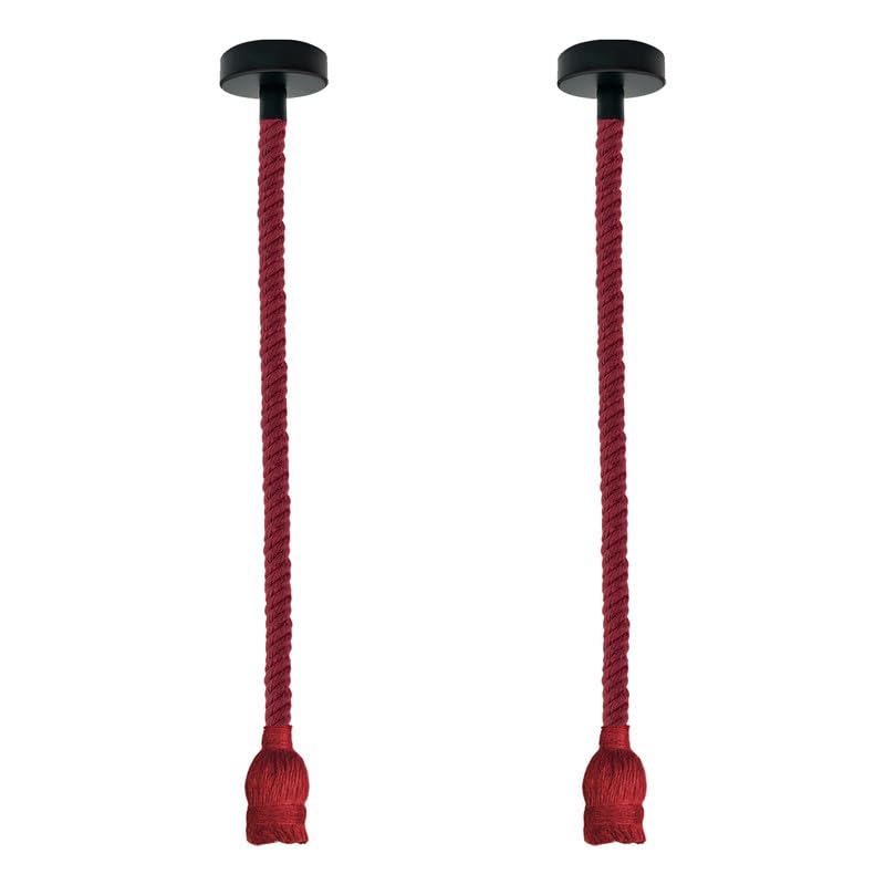 LEDSone 2 Pack Ceiling Pendant Light Fitting, E27 Lamp Holder Hemp, with Lock Ring for Shade, with 100CM Adjustable Rope, Flex Cable Ceiling Rose, Industrial Style Ceiling Pendant Fitting