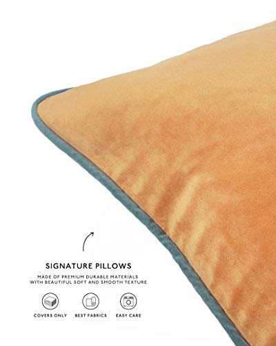 Monday Moose Decorative Throw Pillow Covers Cushion Cases, Set Of 4 Soft Velvet Modern Double-Sided Designs, Mix And Match For Home Decor, Pillow Inserts Not Included (18X18 Inch, Orange/Teal) #TOP5