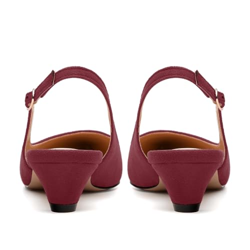 Women's Pumps, Slingback Buckle Pointed Closed Toe Low Heel, Solid Fashion Adjustable Strap Shoes for Women4