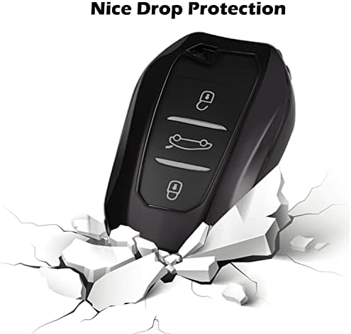 JILIANG Peugeot & Citroen Key Fob Cover,Compatible with 301 308 308S 408 508 2008 3008 C1 C2 C3 C4 Grand Picasso Cactus key Fob Soft Silicone TPU Protective Case Holder Shell wih Keychain