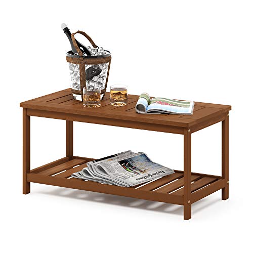 Mesa de patio exterior resistente con estante auxiliar bajo 5