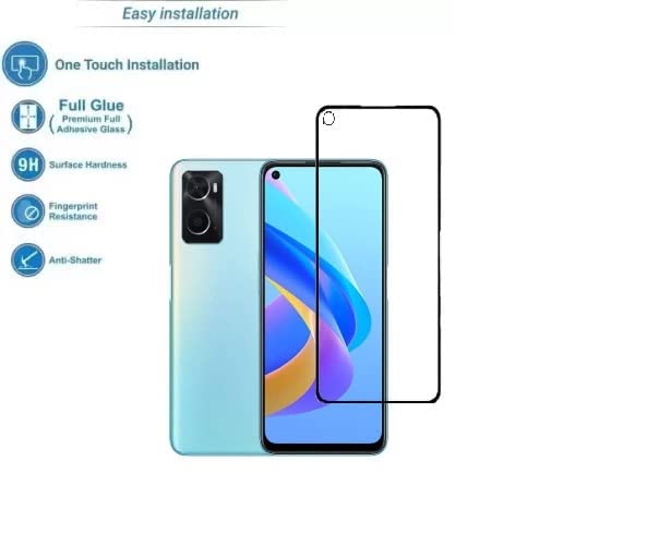 Image of Screen Protector for Oppo A76 (Black) Tempered Glass Edge-to-Edge 6D Screen Guard With Installation Kit