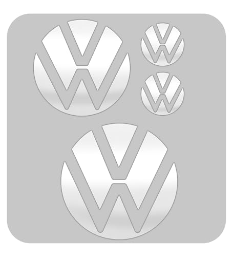 Image of IPG Decal Made for VW 2021 Passat Polo Tiguan Golf Rear /Front Emblem Logo Decals Stickers Set (4 Units) (Gloss White)