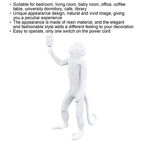 Bhdk Monkey Pendant Light,Vintage Industrial Resin Hemp Rope Creative Monkey Hanging Chandelier E27 Edison Ceiling Pendant Lamp For Kid's Bedroom Restaurant Dining Room Bar Cafe (White)(Us) #TOP4