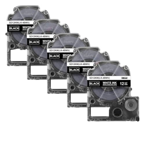 ST12KW�p��20x 12mm SS12KW�݊����x���e�[�vLW-300 LW-400 LW-600P���x���v�����^�[�œ��삷��(20PK White on Black)