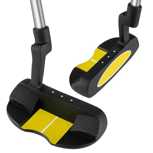 Tangkula Junior Mallet Putter for Kids, Individual Gold Club for Boys and Girls with Stainless Steel Shaft and Head Cover, Junior Practice Golf Club, Right Hand, 27 Inch, Ages 8-10 (Yellow)