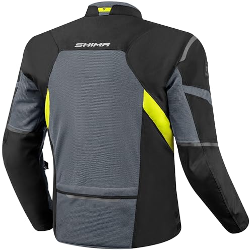 SHIMA RUSH Motorbike Jackets for Men AIRFORCE Back Protector Armour Riding Motorcycle Jacket Summer Winter Bikers Waterproof Lightweight Armoured Motorcycles (Mens, Jacket Vented, Fluo, S)