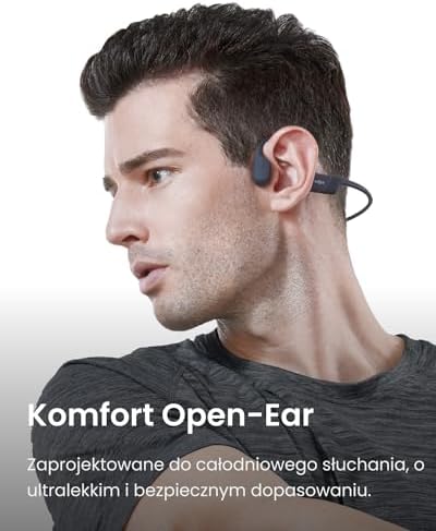 Shokz OpenRun Otwarte Ucho Bezprzewodowe Przewodnictwo Kostne Sportowe Słuchawki Black