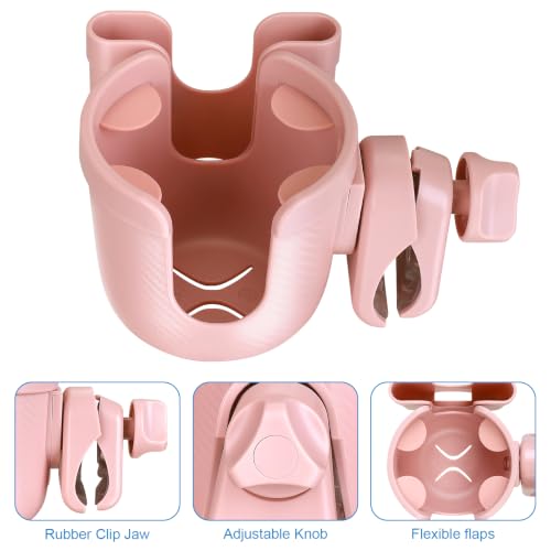 Image of Accmor Stroller Cup Holder with Phone Holder, Bike Cup Holder, Universal Cup Holder for Uppababy Nuna Strollers, 2-in-1 Drinks Holder for Walker, Wheelchair, Scooter