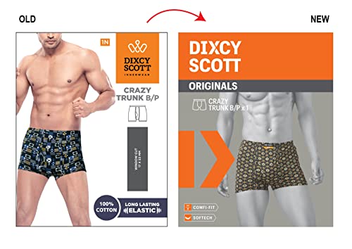 Image of Dixcy Scott Cross Trunk | Long Leg Trunks for Men | 100% Combed Cotton | Soft, Sweat-Absorbent Waistband | C-Open Front Men's Underwear | Self-Hem Leg Grip Innerwear for Man | Pack of 3