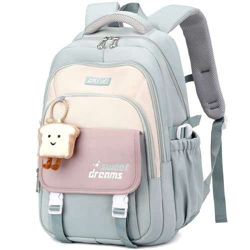 Makukke Schulrucksack Teenager, Schulranzen Mädchen 5.klasse 30L Stauraum Schultasche, Wasserdicht Rucksack Schule Lässiger Kinderrucksack mit Süßem Anhänger