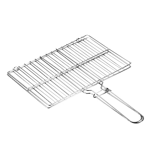 ibasenice Cesta de Asar Pescado Inoxidable Portátil con Mango Antideslizante para Barbacoa Camping y Picnics Accesorio para Cocinar al Aire