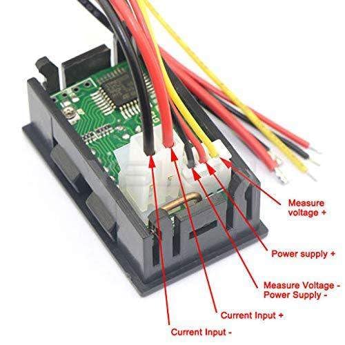 Image of ROBOWAY Mini Dual LED 0.28 inch Red-Blue Display Digital Voltmeter (0-100V) and Ammeter (10A)-LED Display Digital Voltmeter Ammeter - Voltage Current Tester (RW-142)