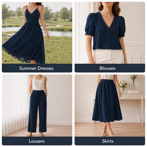 Image of Soimoi Blue Solid 60 * 60's Cotton Cambric Fabric by 5 Yards, 56 Inch Wide Light Weight Material Suitable for Kurtis, Blouses, Kids Clothing, Tunics, Dresses and Summer Apparel