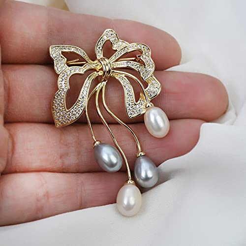 Image of Elegant Love Bow Brooch Micro Pave Cubic Zirconia Bowknot Wedding Bride Mother Brooch Pin Ribbon Shape Jewelry Brooch Breastpin