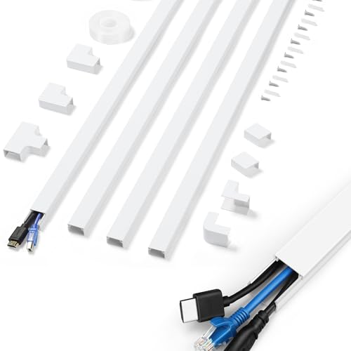 Canaletas para cables ZhiYo extra largas para pared, kit de 13,12 pies (126 pulgadas) para ocultar cables de TV miniatura 1