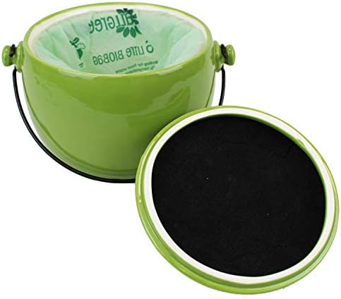 Green Apple Ceramic Compost Caddy/Kitchen Food Waste Bin (3.5 Litre)