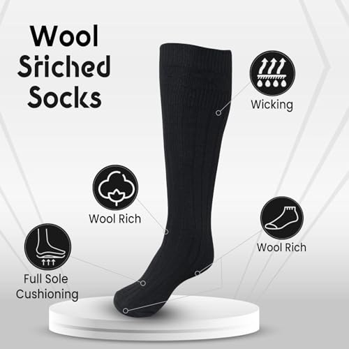Scottish Highland Kilt Hose for Men, Ribbed Socks for USA Shoe Sizes, Wool Blend4