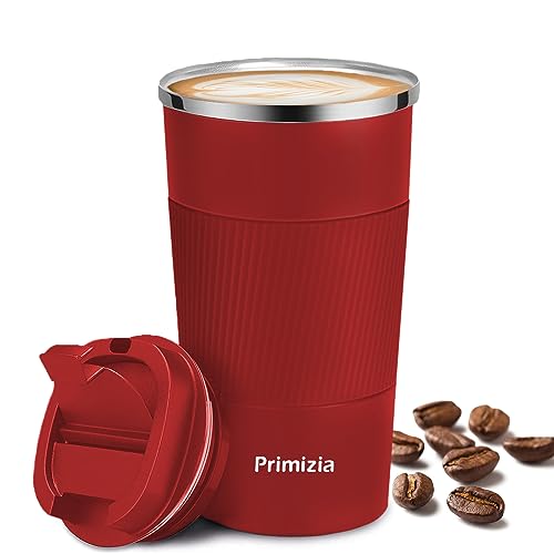 Primizia Tazza Termica per caffè, Thermos caffè in Acciaio Inox, Senza BPA,Tazza Tenuta Stagna per Calde e Fredde,510ML,Rosso